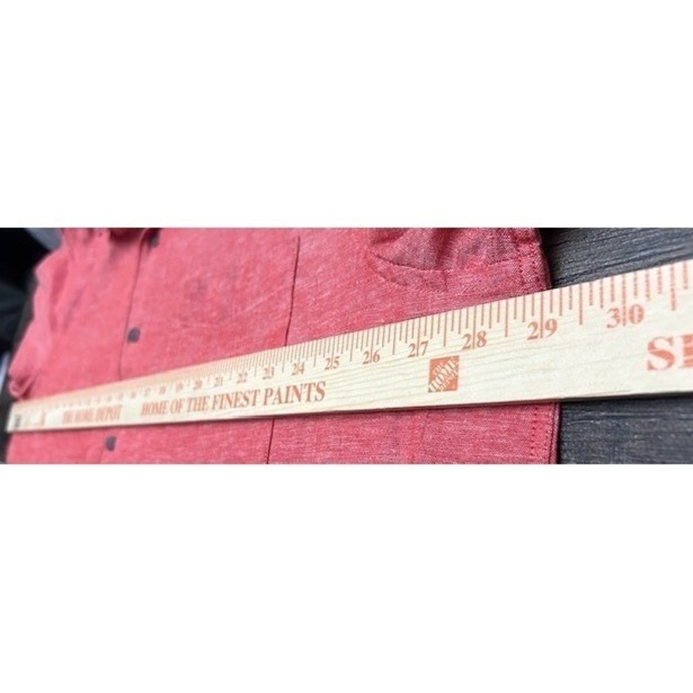 Croft & Barrow Mens XXL Coral Pink Linen Blend Short Sleeve Linen Blend Shirt - Picture 5 of 10